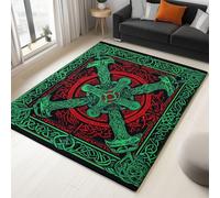 WHUOEUCO Tapis Salon 160x230cm Rune Verte Viking Tapis Poils Courts Doux Antidérapant, Décorer Intérieur Moderne pour Chambre Cuisine Salle à Manger Bureau