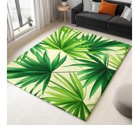 WHUOEUCO Tapis Salon 180x240cm Plante Verte À Feuilles De Palmier Tapis Lavables avec Dos Antidérapant, Design Poils Courts Moderne, pour Chambre Adulte Enfant, Salle à Manger, Cuisine