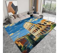 WHUOEUCO Tapis Salon Impression 3D Moderne Architecture du Colisée Romain 140x200cm Tapis Poils Courts Lavable Antidérapant Doux pour Chambre, Cuisine et Salle à Manger