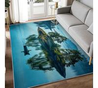 WHUOEUCO Tapis Salon Impression 3D Moderne Petites embarcations sur Les îles du lac 120x180cm Tapis Poils Courts Lavable Antidérapant Doux pour Chambre, Cuisine et Salle à Manger