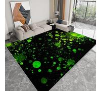 WHUOEUCO Tapis Salon Lavable Antidérapant Graffiti Vert 80x150cm Tapis Moderne Poils Courts Doux pour Chambre Adulte Enfant, Cuisine et Salle à Manger