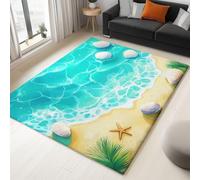 WHUOEUCO Tapis Salon Poils Courts Moderne 180x240cm Coquillages De Plage De Dessin Animé Tapis Lavable Doux et Antidérapant avec Impression 3D, pour Chambre Enfant Garçons Filles Adolescents
