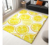 WHUOEUCO Tapis Salon Poils Courts Moderne 80x150cm Tranche De Citron Jaune Tapis Lavable Doux et Antidérapant avec Impression 3D, pour Chambre Enfant Garçons Filles Adolescents