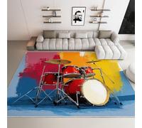 WHUOEUCO Tapis Salon Poils Courts Moderne Batterie Graffiti Colorée 140x200cm Tapis Lavable Doux et Antidérapant avec Impression 3D, pour Chambre Enfant Garçons Filles Adolescents