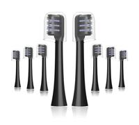 Whuppsi Lot de 8 têtes de rechange compatibles avec brosse à dents électrique rechargeable Colgate Hum, noir, pour brosse à dents électrique à batterie 360, poils infusés au charbon de bambou
