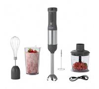 WHUTO Mélangeur manuel à immersion sans fil, 5 en 1 à vitesse variable, rechargeable avec batterie de 2000 mAh, sans BPA et passe au lave-vaisselle, accessoires : bécher de 700 ml, hachoir, fouet et