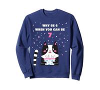 Why Be 6 When You Can Be 7 - Girls Birthday Cartoon Cat Sweatshirt