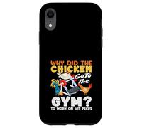 Why Did The Chicken Go to The Gym Pecks Jeu de Mots d'entraînement Amusant Coque pour iPhone XR