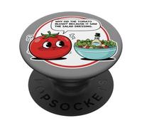 Why Did The Tomato Blush Saw Salade Dressing Funny Dad Joke PopSockets PopGrip Adhésif
