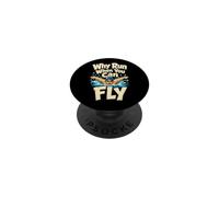 Why Run When You Can Fly Butterfly Swim Humour PopSockets PopGrip Adhésif