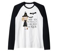 Why Yes Actually I Can Drive A Stick - Sorcière d'halloween Amusante Manche Raglan