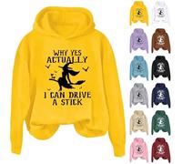 Why Yes Actually I Can Drive A Stick Sweat à capuche pour femme Halloween Drôle Sorcière Sweatshirts Grande taille Costumes d'Halloween Hauts à manches longues Pull tendance Vêtements de festival