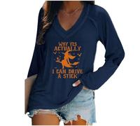 Why Yes Actually I Can Drive a Stick T-shirt col V manches longues T-shirt décontracté amusant, bleu marine, XL
