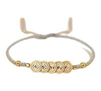 Whychstore Bracelet chinois avec 5 pièces d'empereur rouge pour corde tressée - Breloque porte-bonheur réglable pour femme - Protection porte-bonheur traditionnelle Feng Shui