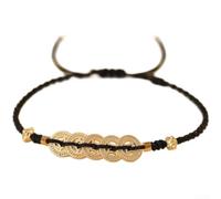 Whychstore Bracelet chinois avec 5 pièces d'empereur rouge pour corde tressée - Breloque porte-bonheur réglable pour femme - Protection porte-bonheur traditionnelle Feng Shui