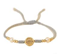 Whychstore Bracelet chinois avec 5 pièces d'empereur rouge pour corde tressée - Breloque porte-bonheur réglable pour femme - Protection porte-bonheur traditionnelle Feng Shui