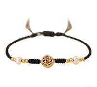 Whychstore Bracelet chinois avec 5 pièces d'empereur rouge pour corde tressée - Breloque porte-bonheur réglable pour femme - Protection porte-bonheur traditionnelle Feng Shui
