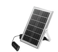 Whychstore Chargeur de panneau solaire monocristallin 5 V 8 W avec 4 ports USB, support réglable et câble de 5 m, alimentation extérieure portable pour camping randonnée