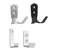 Whychstore Crochet en J en acier inoxydable pour serviette et manteau, robuste à fixer au mur ou à la porte, organiseur peu encombrant, support simple argenté ou noir