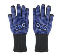 Whychstore Gants de barbecue résistants à la chaleur jusqu'à 500 °C, antidérapant en silicone et protection de l'avant-bras pour griller, pâtisserie, cuisine, bleu