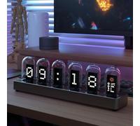 Whychstore Horloge à Tube Nixie, Horloge Numérique Rétro à Tube Nixie à Assembler Soi-Même, Avec Éclairage RGB Personnalisable Et Fonction d'Alarme Précise(D)