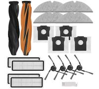 Whychstore Kit d'accessoires de rechange pour aspirateur DREAME D20 Plus - Brosse double rouleau, 4 brosses latérales, 4 chiffons de nettoyage, 4 sacs à poussière et outil de nettoyage