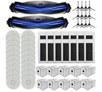 Whychstore Kit de pièces de rechange pour Ecovacs Deebot N30 Omni/N30 Pro Omni, comprend une brosse à rouleau, des brosses latérales, des serpillères, des filtres, des sacs, accessoires faciles à