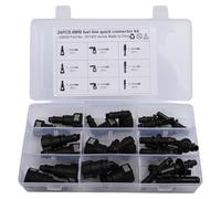 Whychstore Kit de réparation de connecteurs rapides de conduite de carburant, 24 raccords de tuyau à clipser pour conduites d'huile diesel SAE10 de 0,6 cm, 3/8", ensemble universel ABS noir