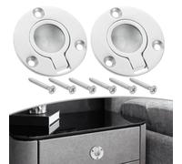 Whychstore Lot de 2 poignées de porte encastrées en acier inoxydable 316 pour armoires, tiroirs et trappes marines, hauteur 10 mm, distance entre les trous 36 mm