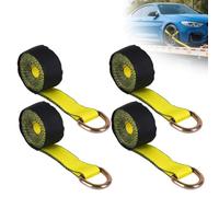 Whychstore Lot de 4 sangles d'arrimage de pneu de 5,1 cm, sangles de remorquage robustes avec résistance à la rupture de 4,989,5 kg, jaune 366 cm pour fixation universelle des pneus