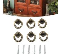 Whychstore Lot de 6 boutons de placard vintage en alliage de zinc, 40 x 29 mm, poignées rétro pour tiroirs, commodes, portes et placards, faciles à installer avec vis incluses