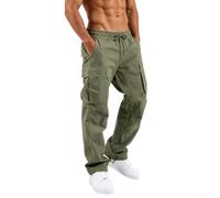 Whychstore Pantalon de survêtement cargo pour homme, coupe décontractée, en polaire, avec cordon de serrage à la taille et ourlet ouvert, pour le travail en plein air, M à 2XL