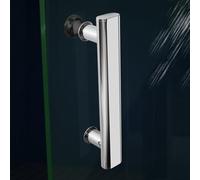 Whychstore Poignée de porte de douche en acier inoxydable en forme de F, pour porte de douche, espacement des trous de 220 mm, chrome de qualité supérieure (202)