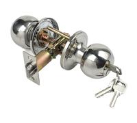 Whychstore Poignée de porte ronde en acier inoxydable brossé, serrure réglable, loquet d'entrée avec onvient aux portes intérieures de 25 à 45 mm, argenté