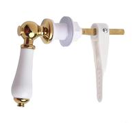 Whychstore Poignée de toilette en céramique, élégante poignée de chasse d'eau dorée et blanche, accessoires de réservoir de toilette en alliage de zinc, poignée robuste pour toilettes de style