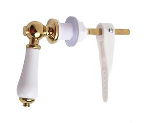 Whychstore Poignée de toilette en céramique, élégante poignée de chasse d'eau dorée et blanche, accessoires de réservoir de toilette en alliage de zinc, poignée robuste pour toilettes de style