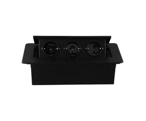 Whychstore Prise encastrée en alliage d'aluminium, prise de courant intégrée à 3 voies pour plan de travail 230 V 16 A, montage encastré pour bureau à domicile