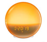 Whychstore Réveil électronique LED avec alarmes lever et coucher de soleil, veilleuse radio, orange, ABS et polycarbonate