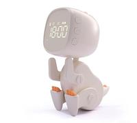 Whychstore Réveil LED dinosaure pour enfants : entraîneur de sommeil amusant et veilleuse pour enfants (blanc)