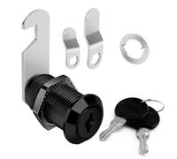 Whychstore Serrure à came en alliage de zinc noir avec clés, cylindre de 30 mm pour portes d'armoire, tiroirs, boîtes aux lettres, rangement de camping-car, ensemble de serrures de rechange faciles à