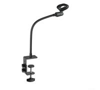 Whychstore Support de micro réglable avec pince robuste et col de cygne flexible pour bureau, diffusion, chant, performance vocale, noir (microphone de 28 à 40 mm de diamètre)