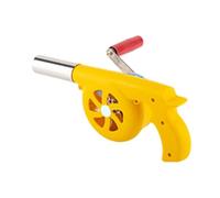 Whychstore Ventilateur à manivelle pour barbecue, portable, résistant à la chaleur, allume-feu manuel avec lame en métal pour barbecue en plein air et camping, noir