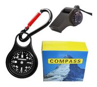 WHYCNJL 1 Kit Boussole Guide avec Porte-clés Boucle d'alpinisme et Sifflet Boussole Sifflet de Survie pour Les Randonnées en Plein Air et Le Camping,Noir