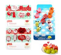 WHYCNJL 28 Pièces Cure-Dents Fingerfood Enfants Noël Mini Cartoon Bento Fourchettes à Fruits Pour Enfants Food Picks Accessoires Doux Pics Adultes Dessert Fruits Fête Thème de Noël