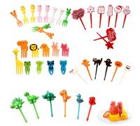 WHYCNJL 40 pcs Cure-Dents Fingerfood Enfants Mini Cartoon Bento Fourchettes à Fruits Accessoires Doux Dessert Fruits Fête Enfants
