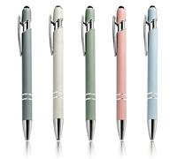 WHYCNJL 5 Stylos à Bille 2 en 1 - Stylo Rétractable 1,0 mm et Stylo Tactile Universel - Encre Noire pour École et Bureau