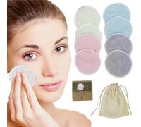 WHYCNJL 8 Pezzi Tampons Démaquillants Fibre de Bambou Disques Coton Demaquillant Lavable Matériau en Fibre de Bambou Souple Lavable et Réutilisable Anti-bactéries Emballage Biodégradable