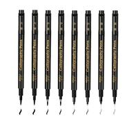 WHYCNJL Lot de 8 Crayons de Calligraphie à Séchage Rapide avec 4 Tailles de Feutres Noirs pour Lettrage Débutant, Bullet, Journal, Signature Dessin