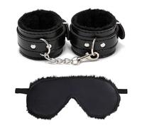 WHYCNJL Menottes Lit Sexe Peluche & Masque Pour Les Yeux,Ensemble De Bondage Set,Handcuffs Menottes & Oeillères Sexe,Sm Bandage Retenue Fourrure Corps Jouet Sexy Femme Menottes