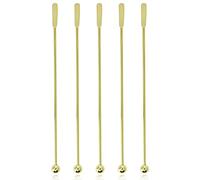 WHYHKJ Lot de 5 touillettes à long manche en acier inoxydable pour café, boissons, cocktails, jus, vin, boissons, fournitures de cuisine, doré